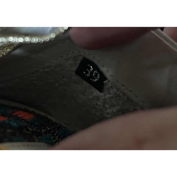 P448 Women’s Thea Mid Leather Sneakers Gold Italy Shoes - Size 39 EU / US 8.5 - Picture 6 of 7